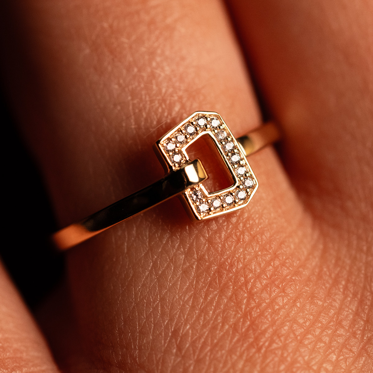 Bague or recyclé 750 jaune et boucle diamants