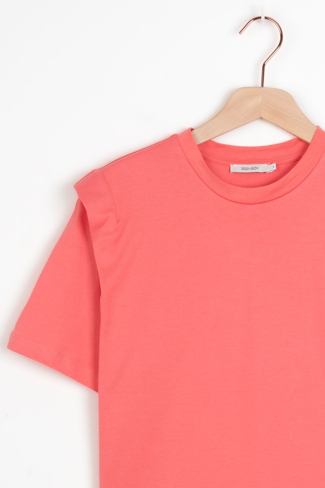 Koraaloranje T-shirt met schouderdetails