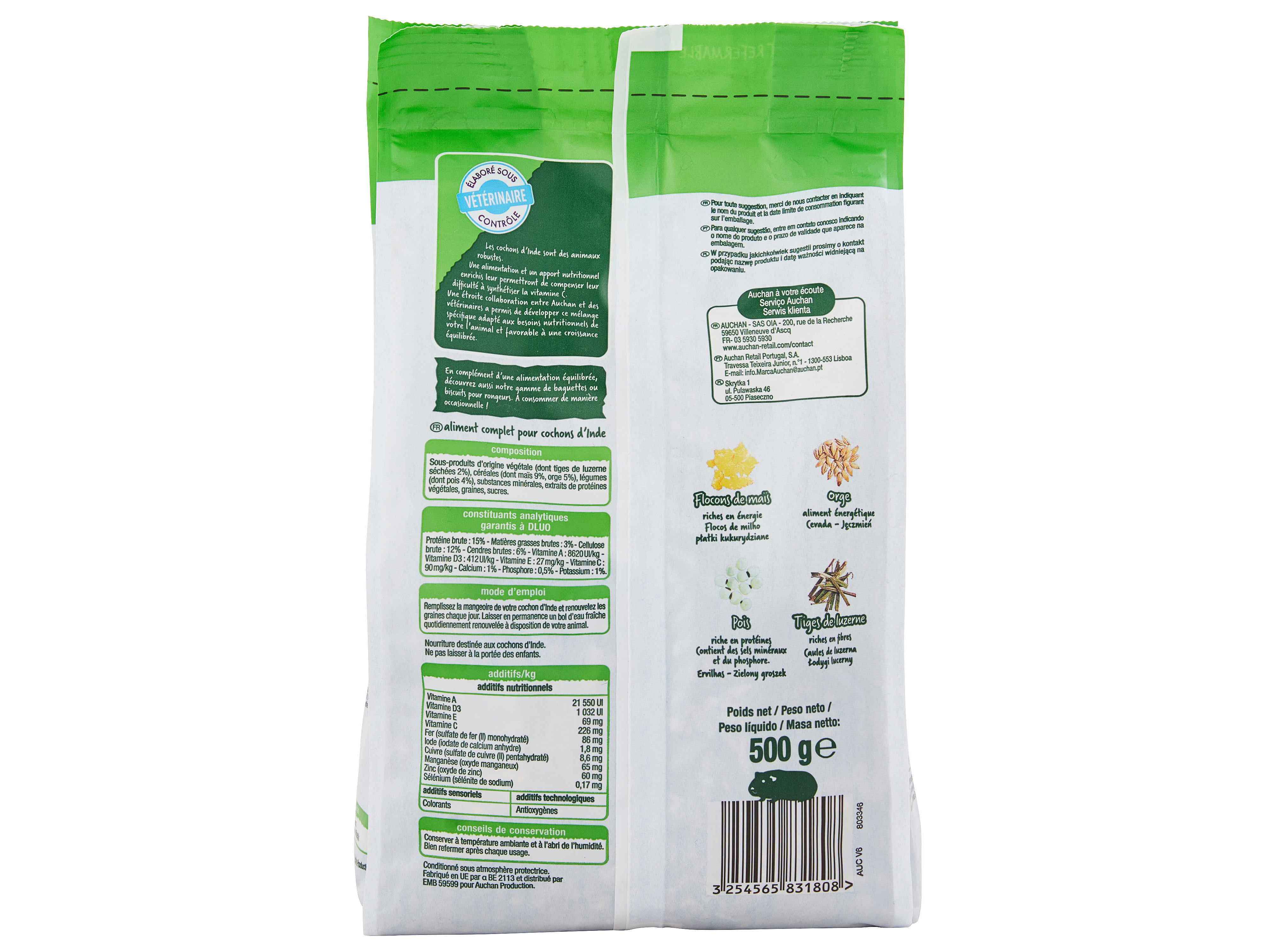 COMIDA PARA PORQUINHO ÍNDIA AUCHAN MENU COMPLETO 500G
