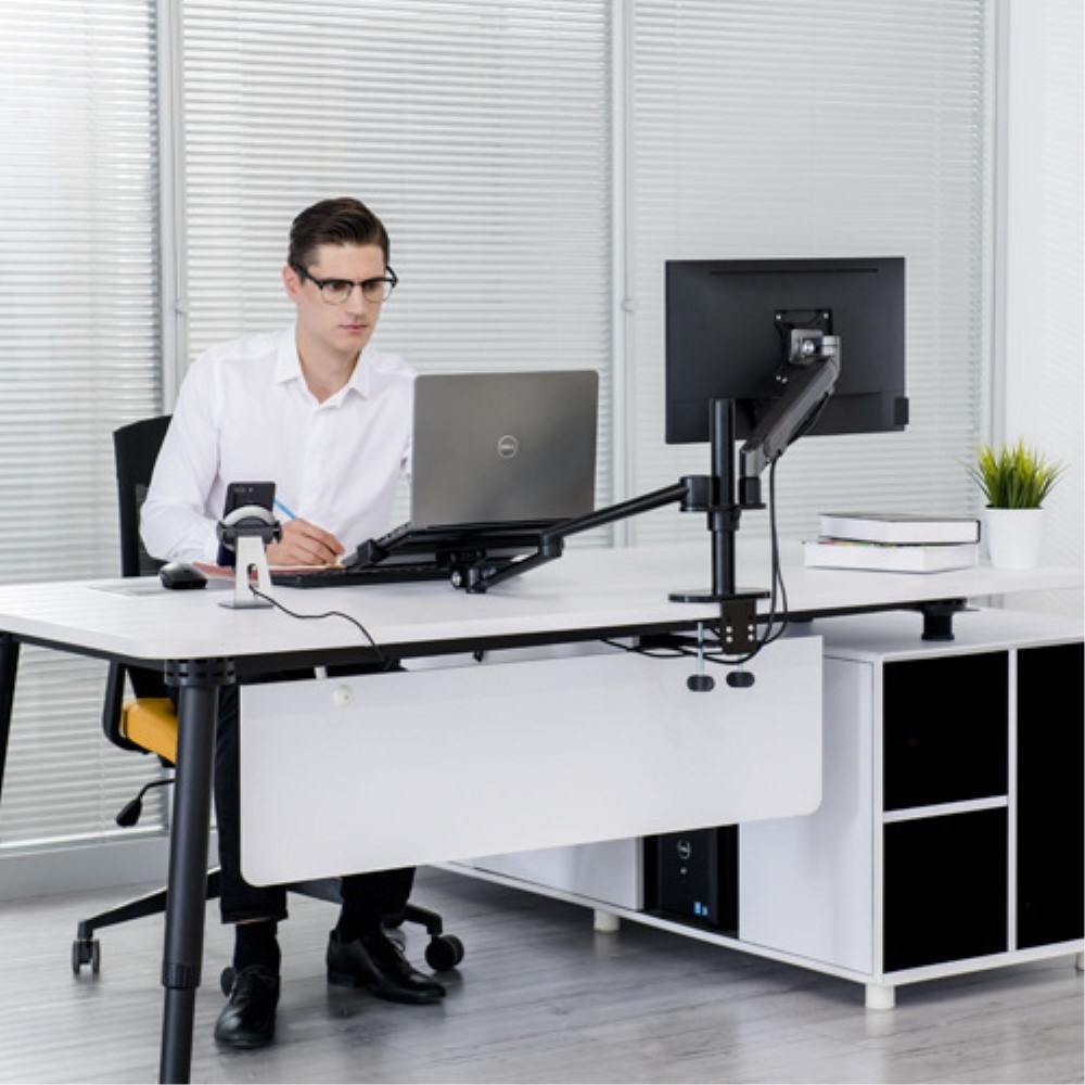 Dual Schwenkbare Aluminium Tischhalterung Für Laptop bis 17