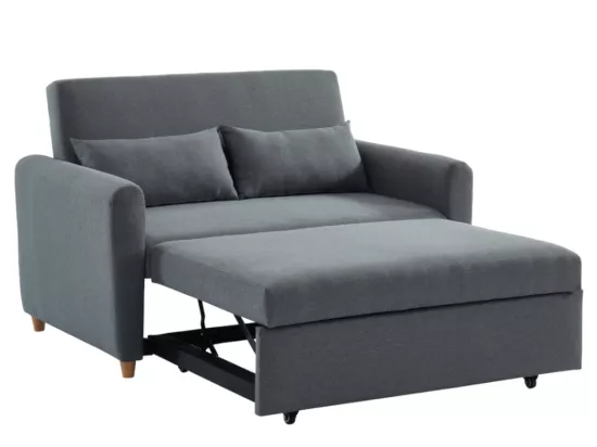Canapé 2 places convertible en tissu gris AYLA