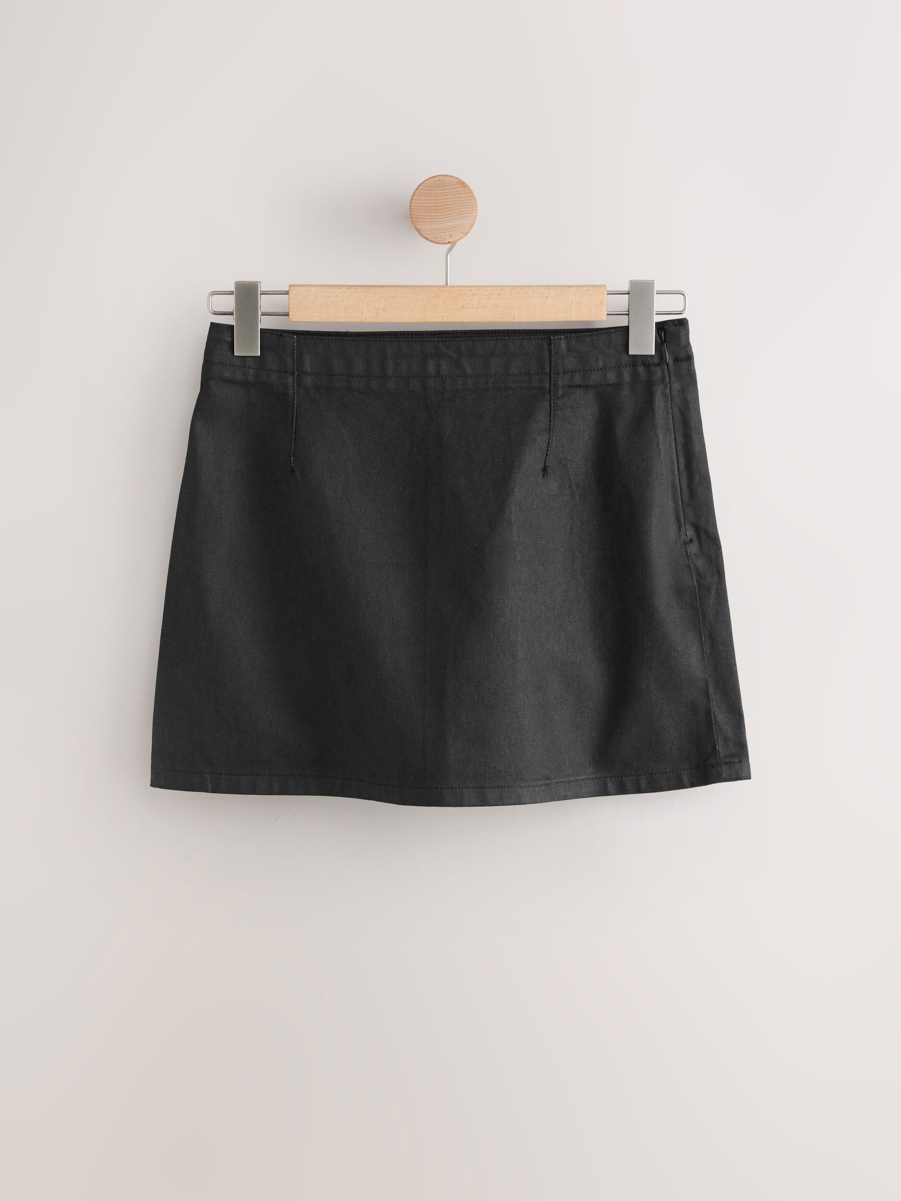 Zwart met coating - Denim minirok