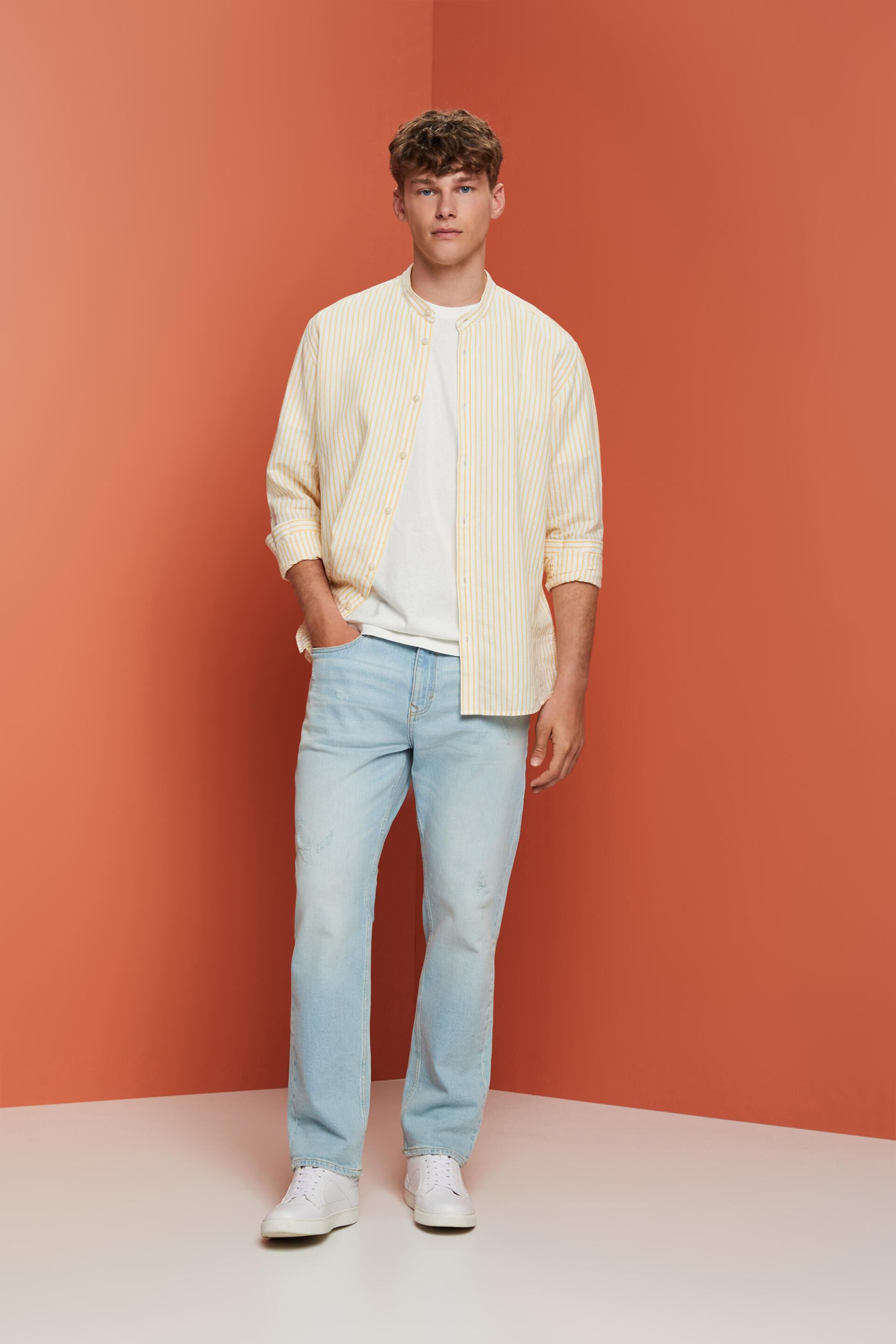 Chemise rayée en lin mélangé