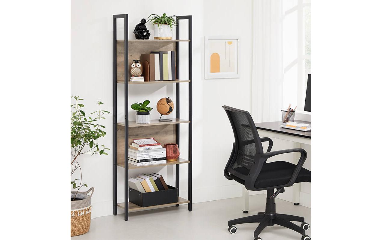 Regal 62 x 24 x 165 cm, Vintagebraun / SchwarzBücherregal mit fünf Ebenen