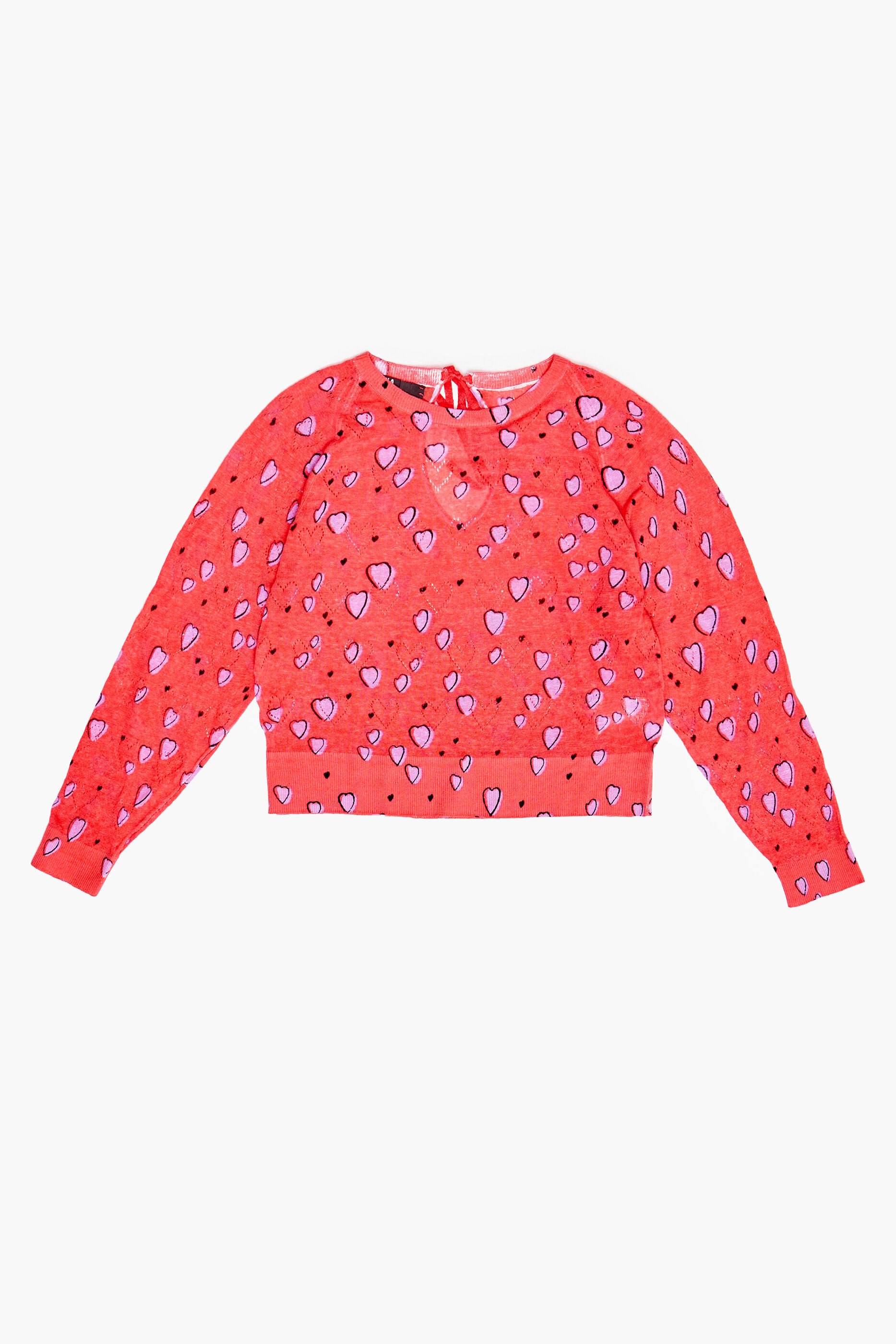 Jersey de linho vermelho com pequeno coração