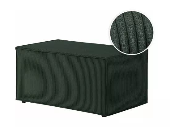 Pouf en velours côtelé Clarisse - Vert foncé - L90 x P50 x H41cm - Loungitude