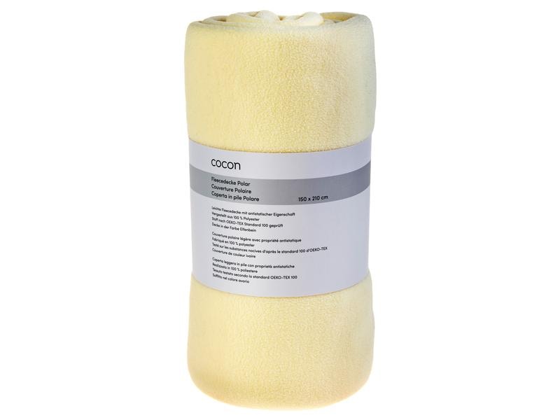 COCON Decke Fleece Polar 150 x 210 cm, Elfenbein Flauschige Fleecedecke
