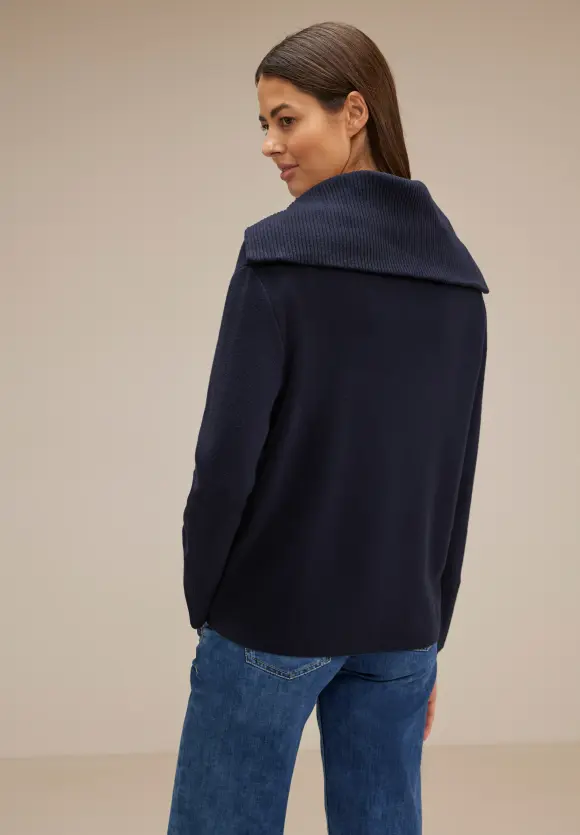 Zipper Troyer Strickjacke - deep blue