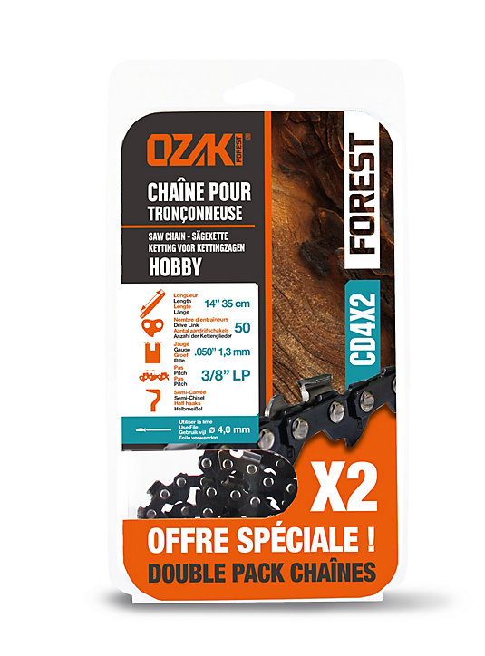 Lot de 2 chaines pour tronçonneuse Ozaki E50 1.3MM