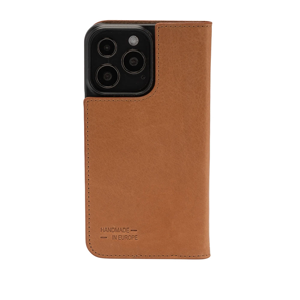 iPhone 16 Pro Max Echtleder Bookcase Hülle Tegel (11065) - Braun (Cognac)
