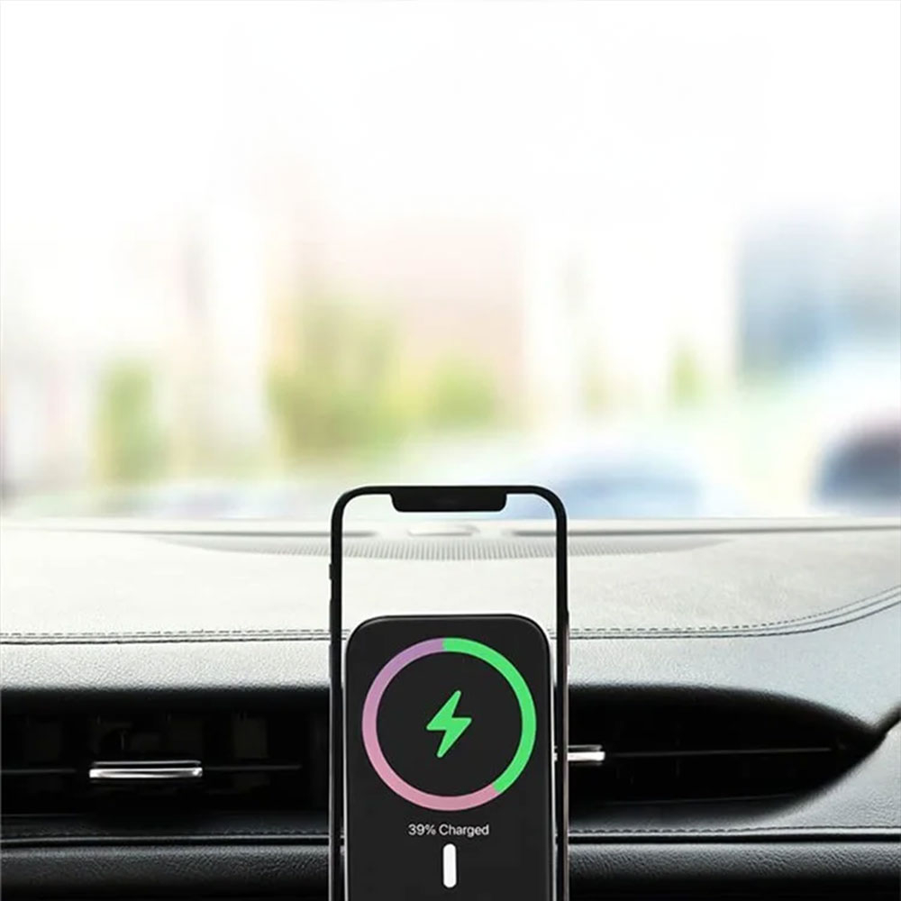 (15W) 2in1 MagSafe Auto Ladegerät KFZ Halterung Magnetischer Qi Wireless Charger für Lüftungsgitter Air Frame - Orange