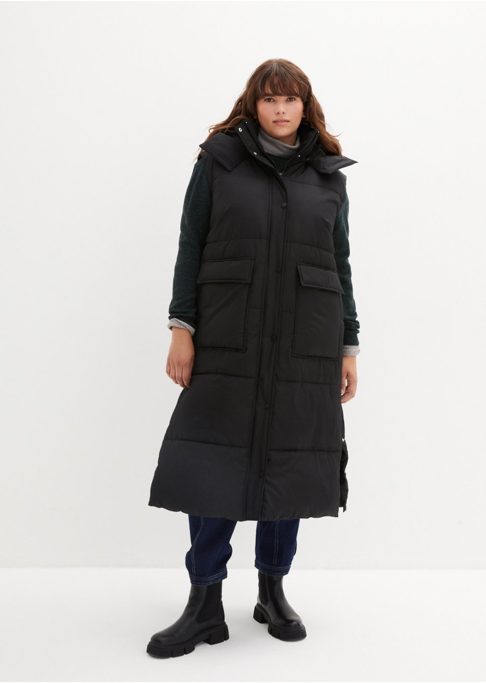 Veste sans manches matelassée en polyester recyclé avec capuche amovible
