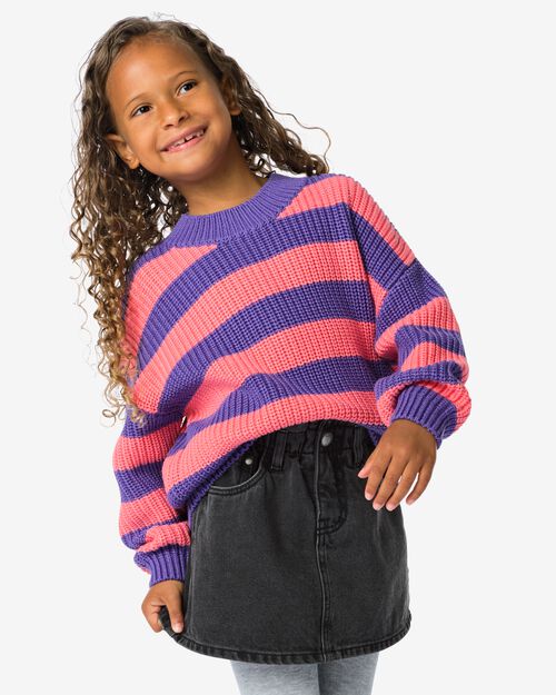 pull enfant en maille rayé rose