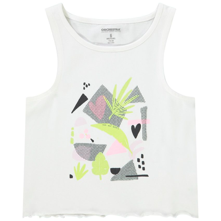 Débardeur en jersey print abstrait pour fille - Blanc