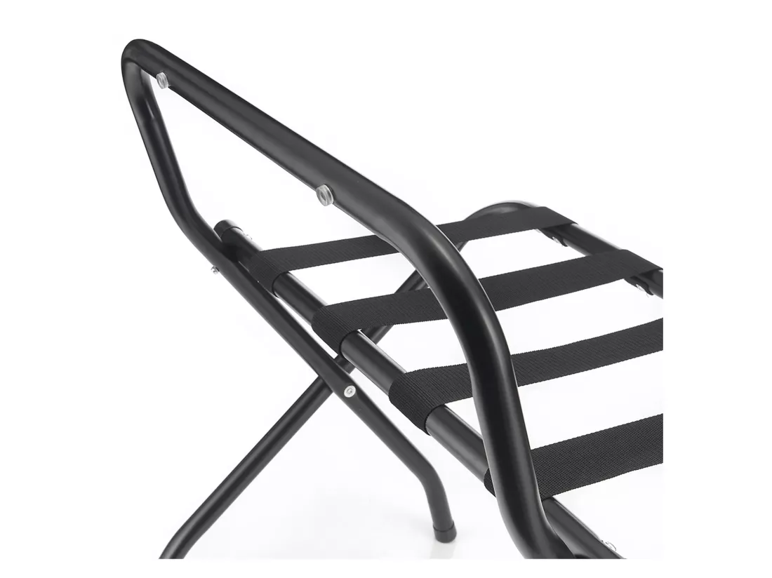 Porte-valise SUITE en métal noir, accessoire de chambre hôtel pour sac et valise, support valise et bagages pliable