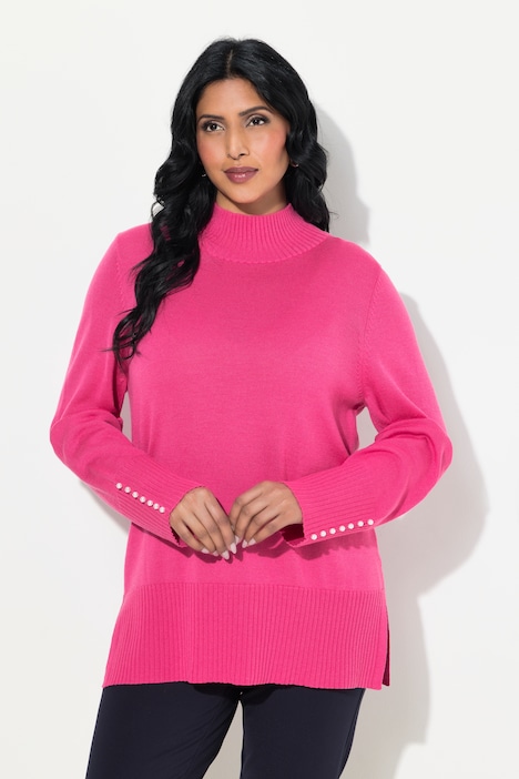 Pullover, Woll-Seidenmischung, Stehkragen, Zierperlen