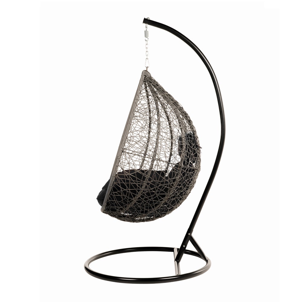 Home Deluxe - Cielo Hangstoel - Zwart, Hoogte 200 cm - incl. regenhoes, frame, zit- en rugkussens | Polyrattan hangstoel, tuinschommel, hangmand