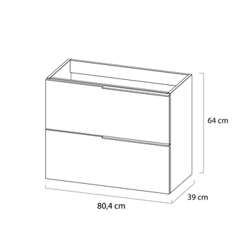 Tiger badmeubelset Pocket 80 cm met 2 lades Wit incl. looppoten