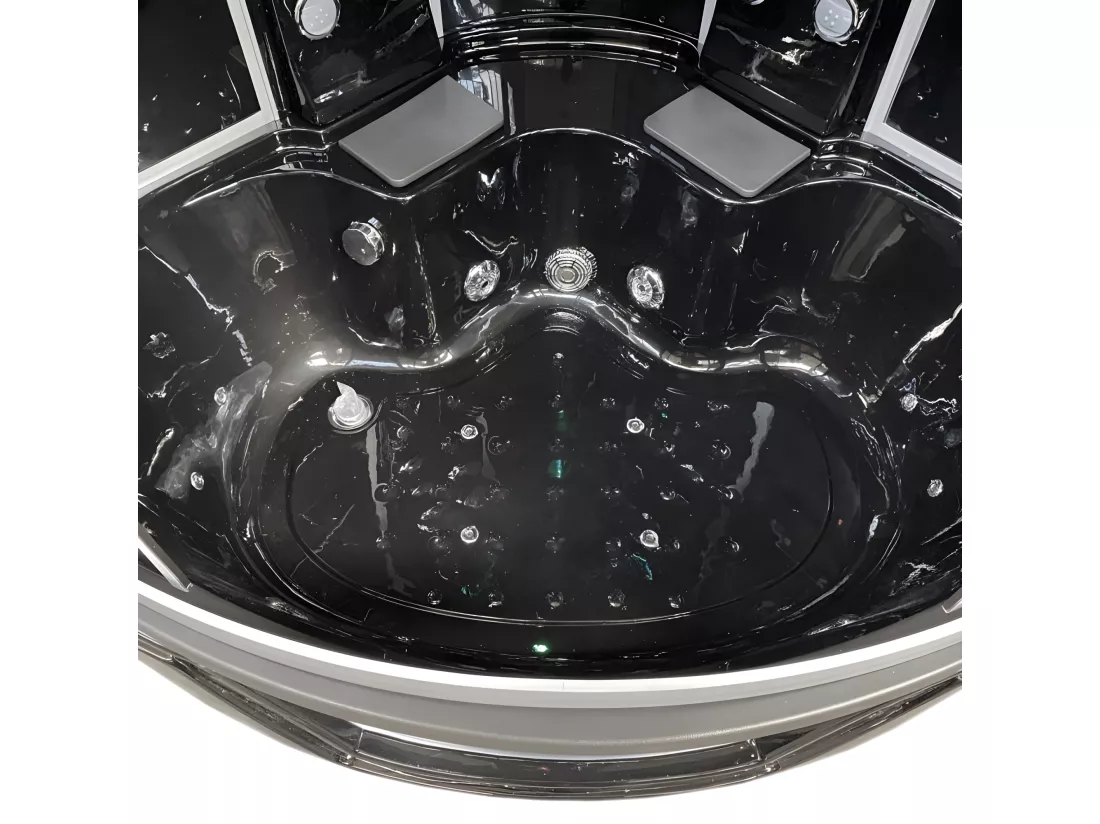 Baignoire Balnèo Douche Chromothérapie 150 X 150 cm noir – Black Narciso