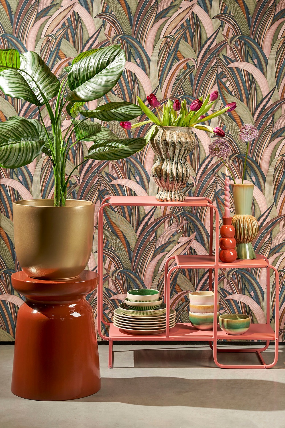 Calathea orbifolia artificielle en pot h90
