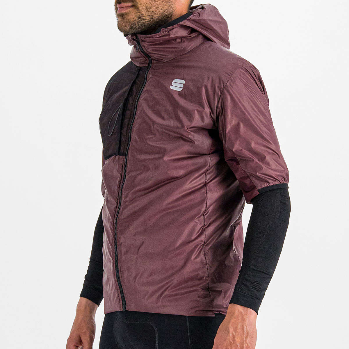 Sportful Supergiara Puffy Fietsjack Korte Mouwen Donkerrood Heren