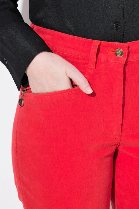 Cordhose Mony, Komfortbund, Reißverschlusstaschen, mohnrot