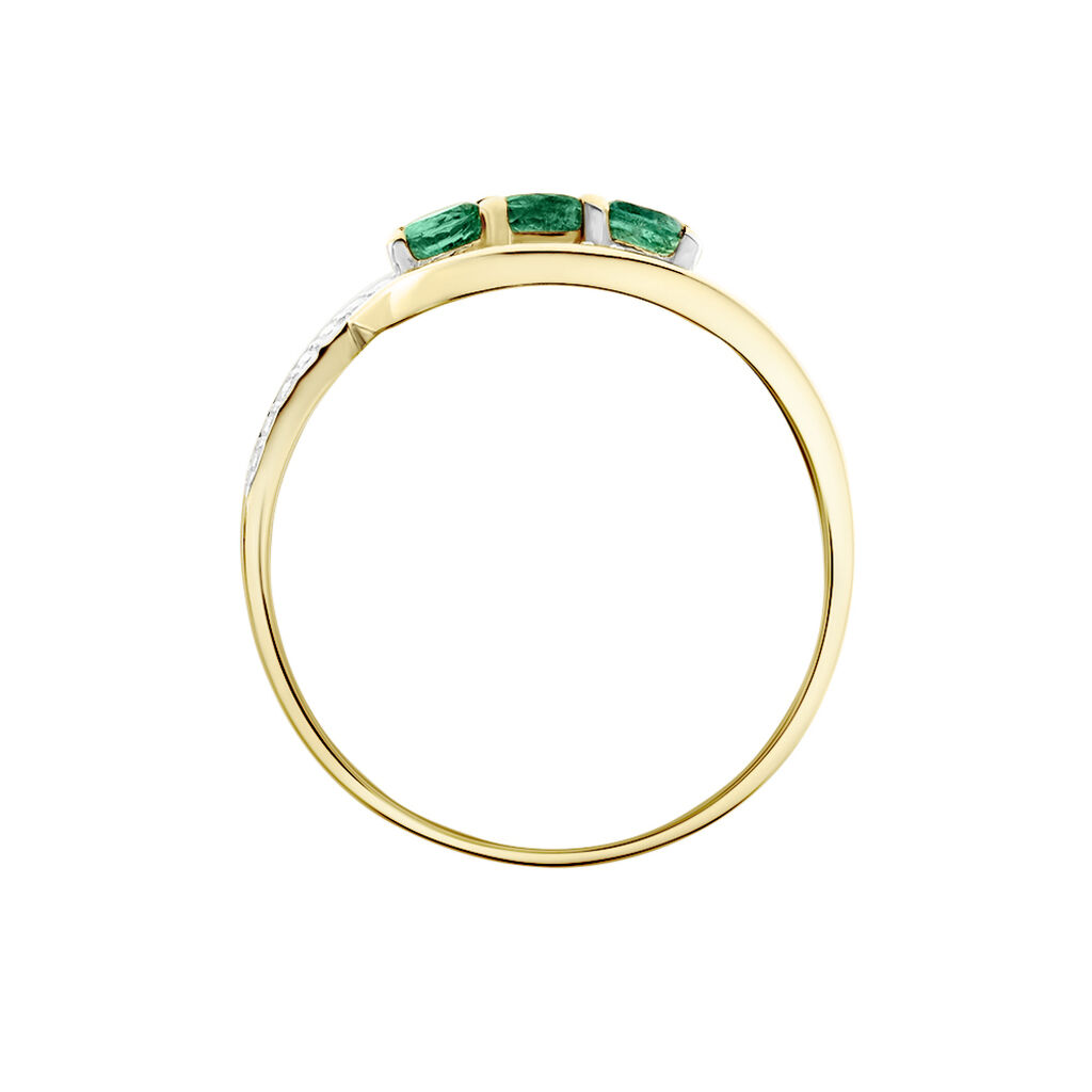 Bague Or Jaune Aurora Emeraudes Diamants