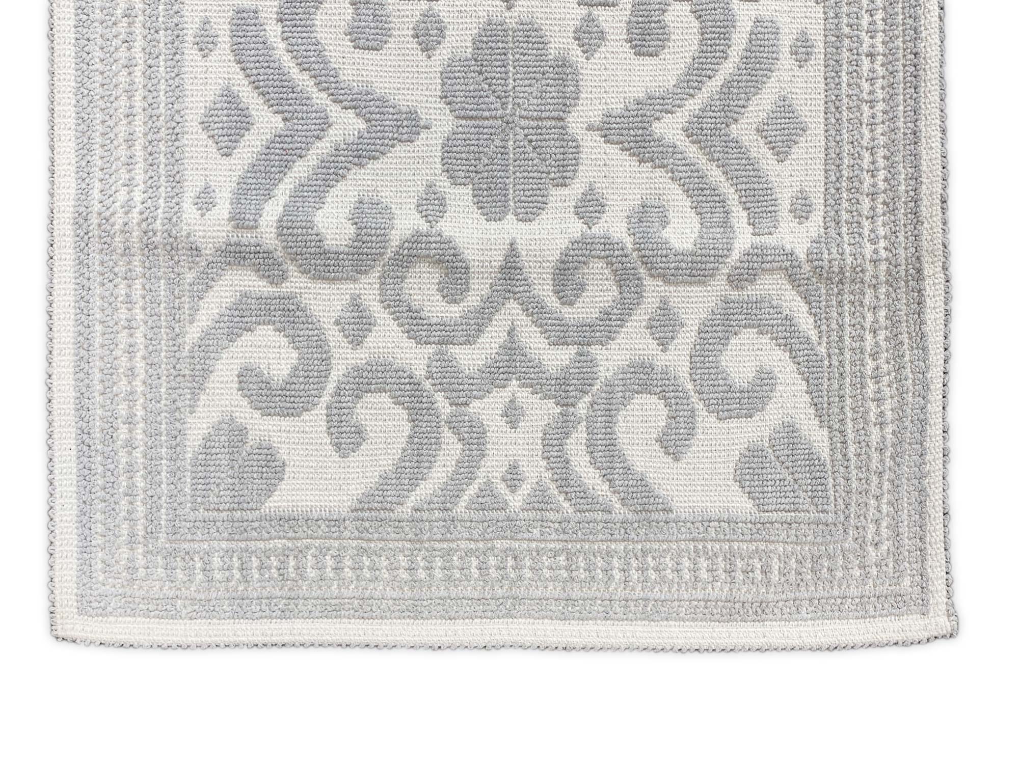 Badematte 'Izmir' aus Baumwolle, weiß-grau, 60 x 50 cm &  120 x 70 cm von fischer's lagerhaus