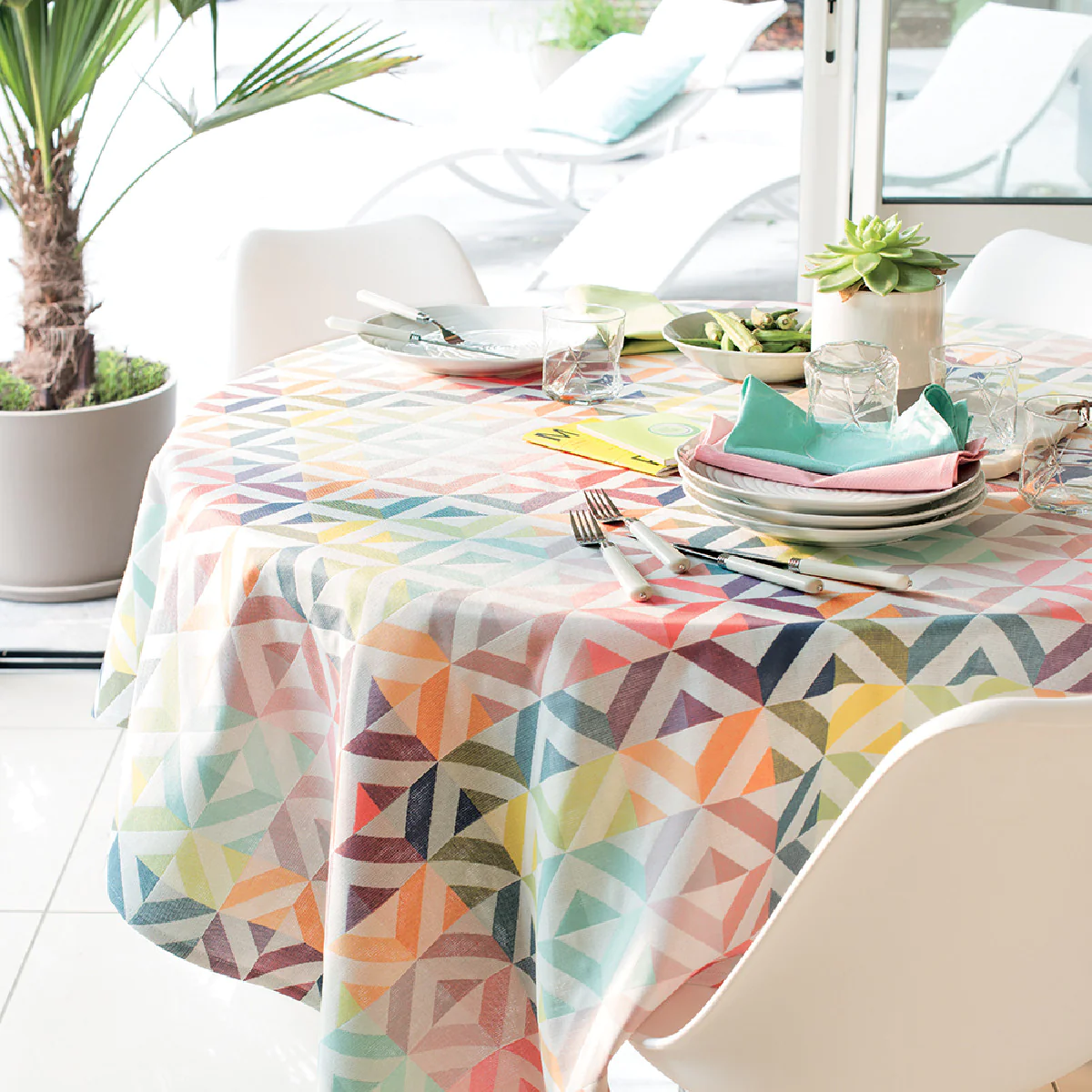 Nappe pur coton multicolore 155x155 Garnier Thiebaut