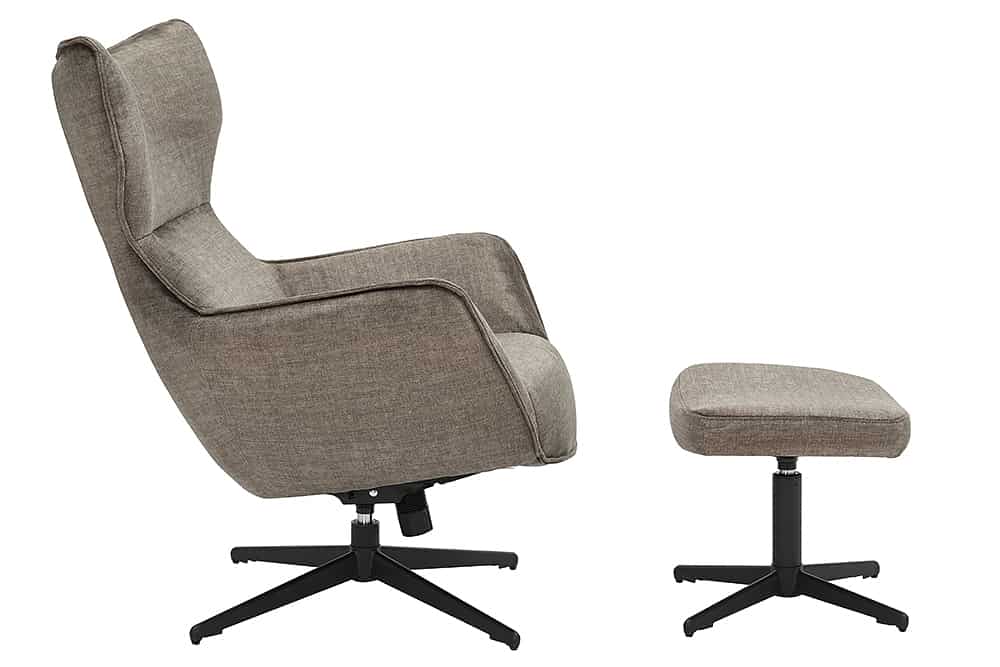 Design Hocker VOGUE 45cm taupe Samt drehbar schwarze Metallbeine Fußhocker