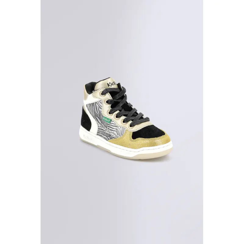 KICKLAX JAUNE NOIR ZEBRE SNEAKERS HAUTES Synthétique Fille