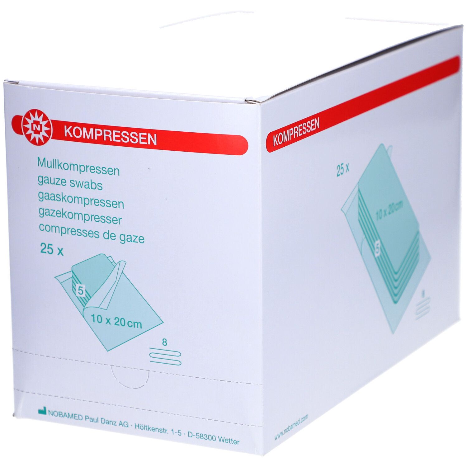 NOBA Mullkompressen steril 8- lagig 50 x 2 Stück 10 x 20 cm