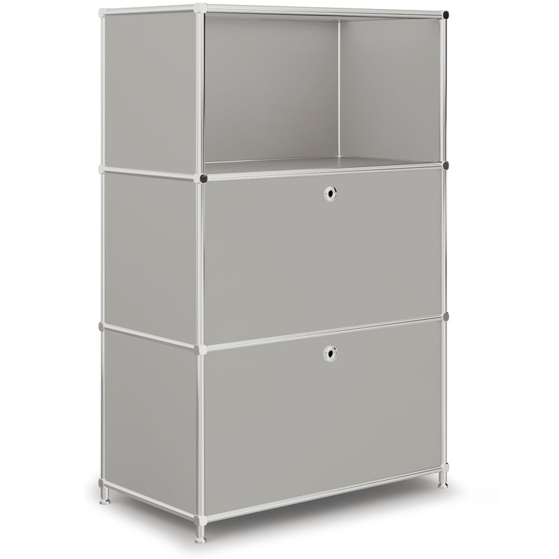 Highboard VEROM, 2 Klapptüren, 1 Fach, mit Lochgriffen, hellgrau