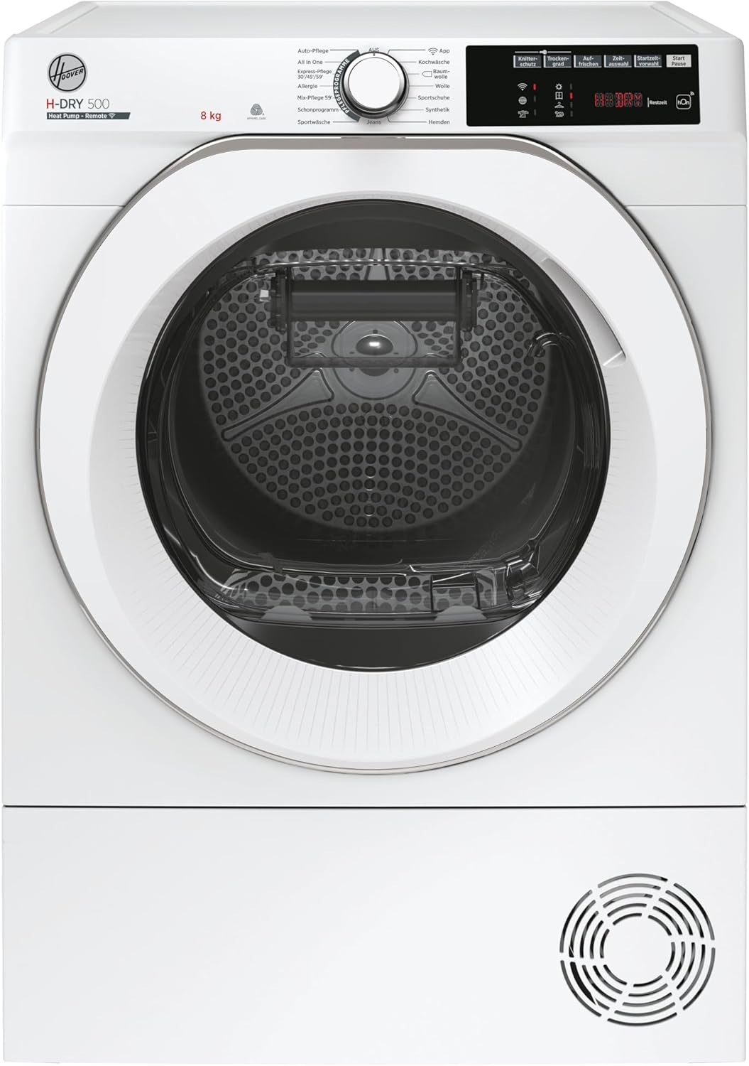 Hoover NDE H8A2TCES-84 Wärmepumpentrockner I 8 kg I Wi-Fi + Bluetooth-Technologie I AquaVision-Kondenswasserbehälter I deutsche Bedienblende