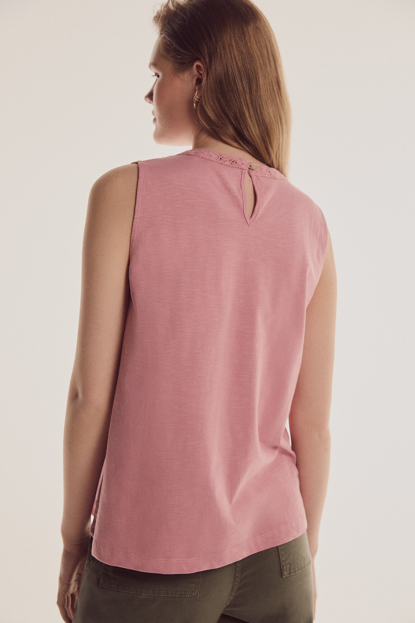 Camiseta com decote quadrado - Rosa