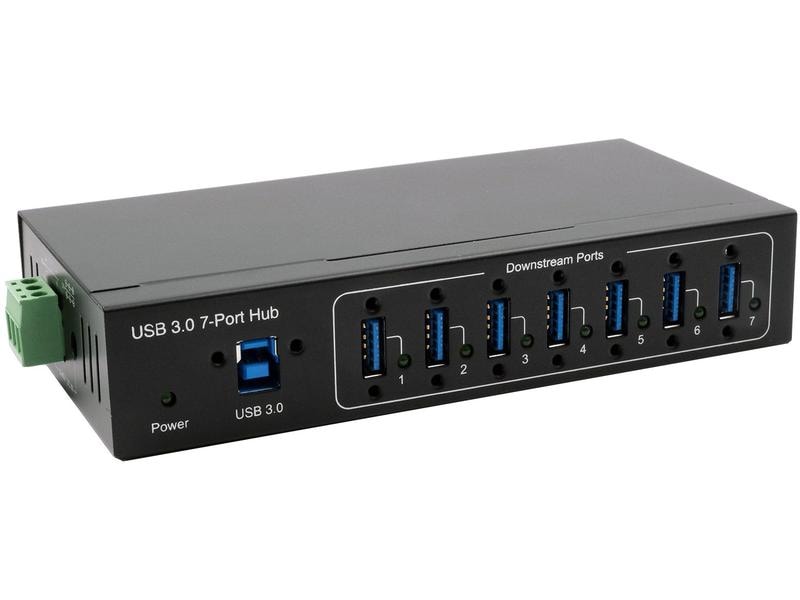 Exsys USB-Hub EX-11227HMVS 7-Port USB 3.0 HUB für Tisch, Wand- und DIN-Rail Montage