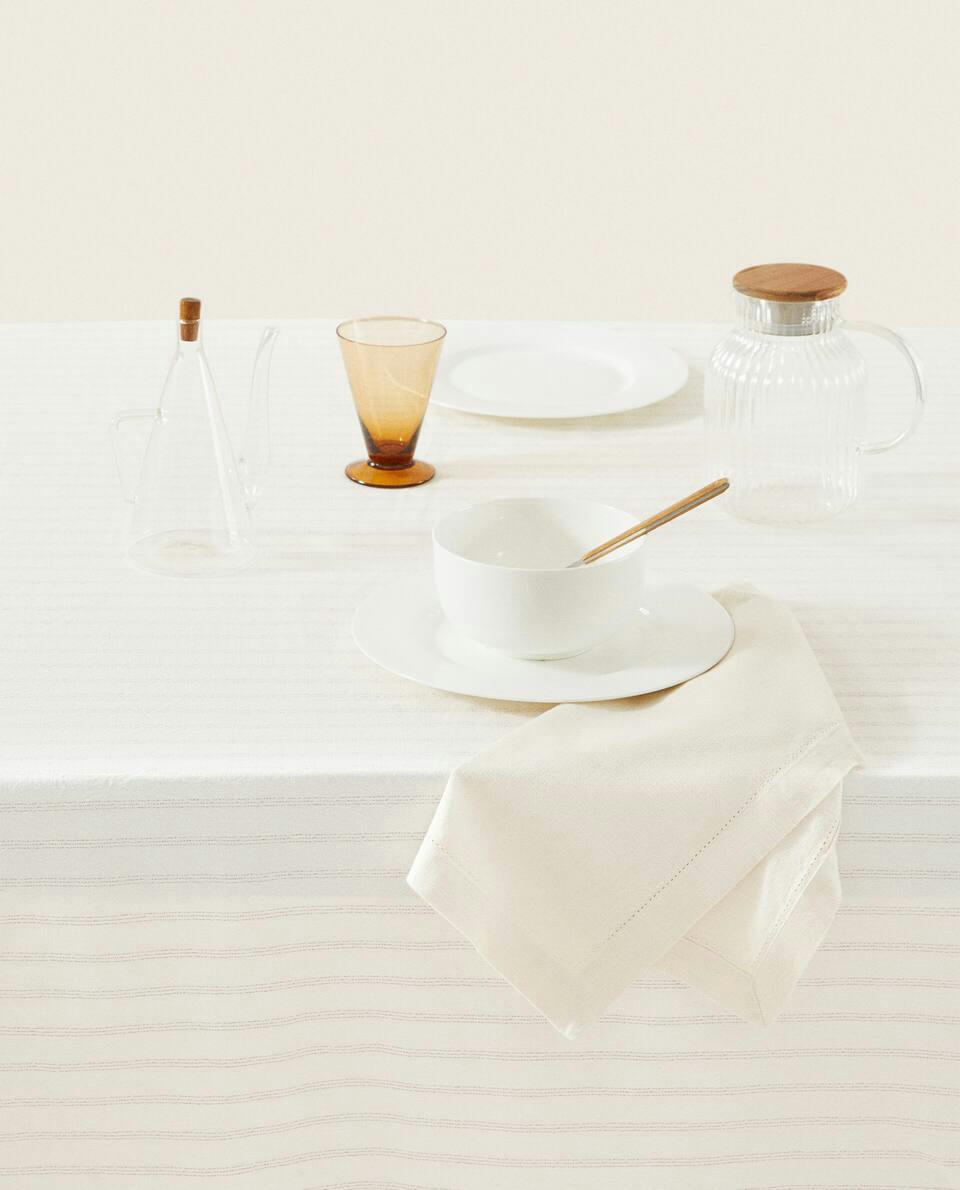 TOALHA DE MESA DE ALGODÃO LISTRADA