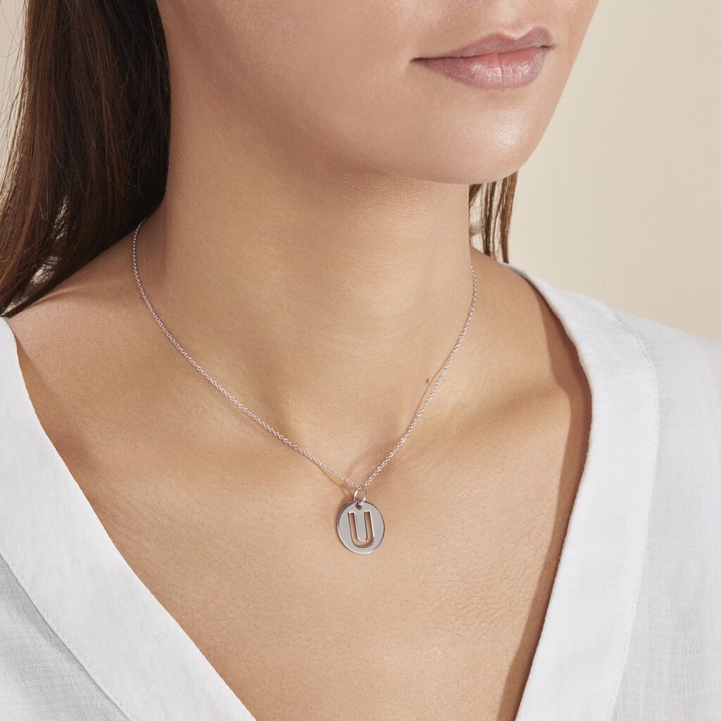 Pendentif Elio U Argent Blanc
