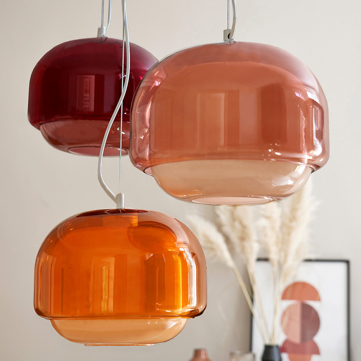 LA REDOUTE INTERIEURS<br>Luminária pendente de vidro colorido Ø30,5 cm, Kinoko