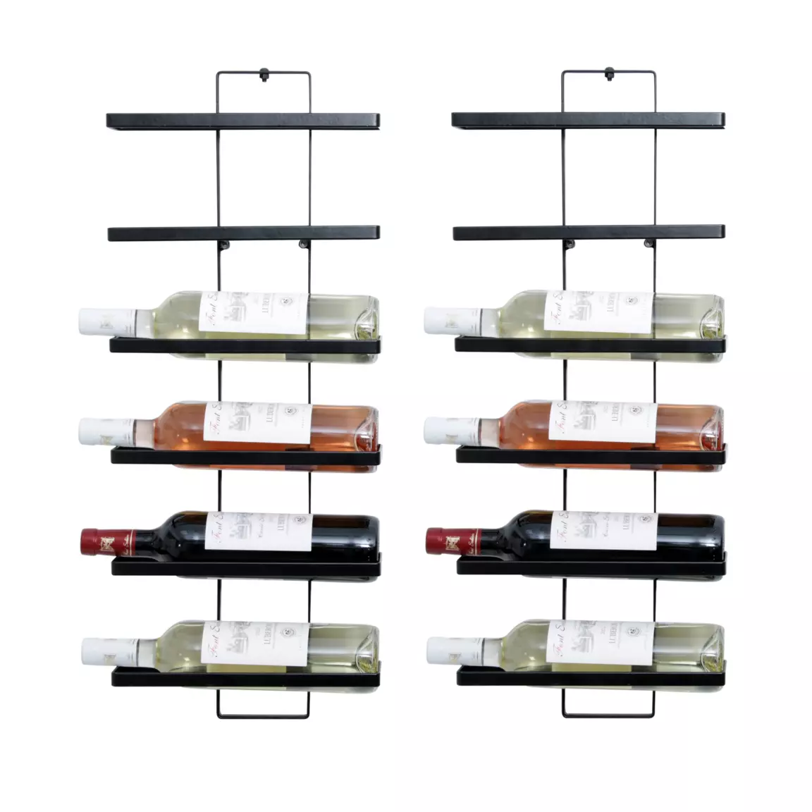 Lot de 2 porte-bouteilles muraux métal 12 emplacements (H139 cm) Léo Noir