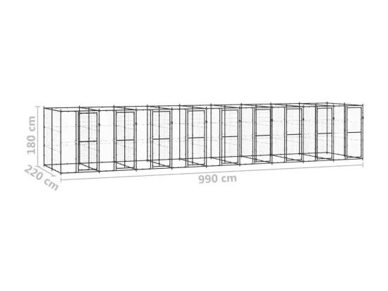 Chenil extérieur cage enclos 990 x 220 x 180 cm 02_0000362