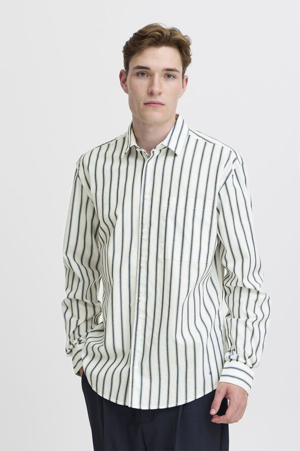 Casual Friday CFALVIN LS dobby striped shirt Snow white