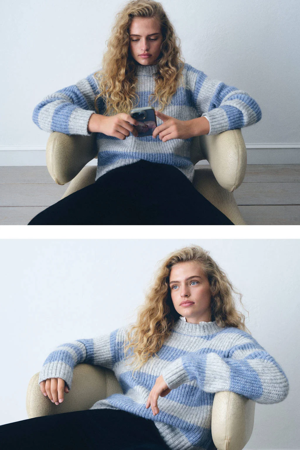 MANGO TEEN gebreide trui lichtblauw