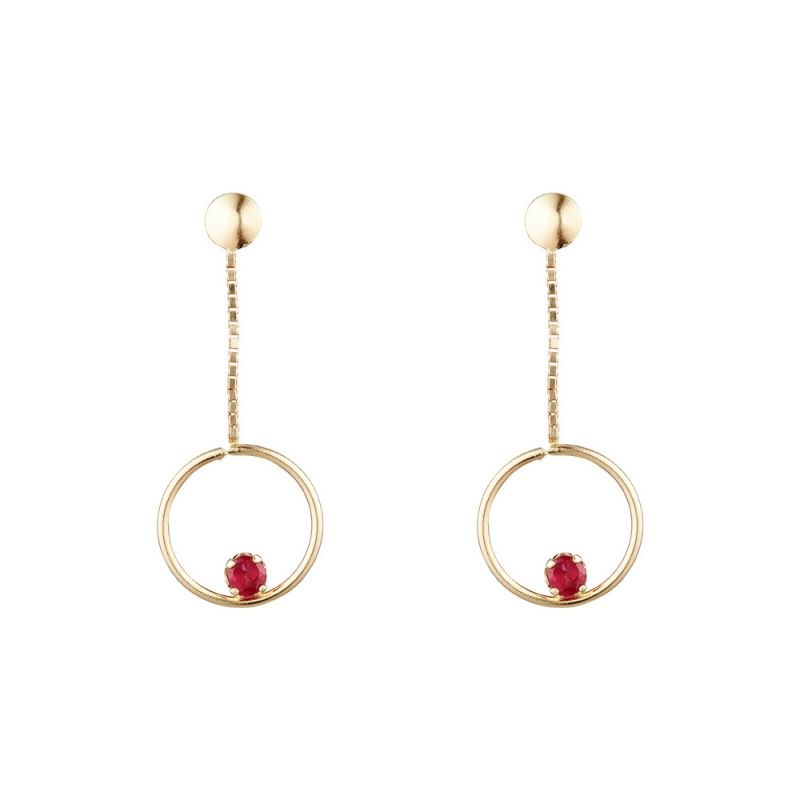 Boucles d'oreilles Or Jaune 375 et Rubis 