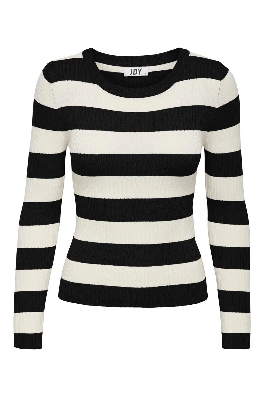 JDY JDYplum L/S O-Neck Pullover Knt 4149549 black w eggnog stripes