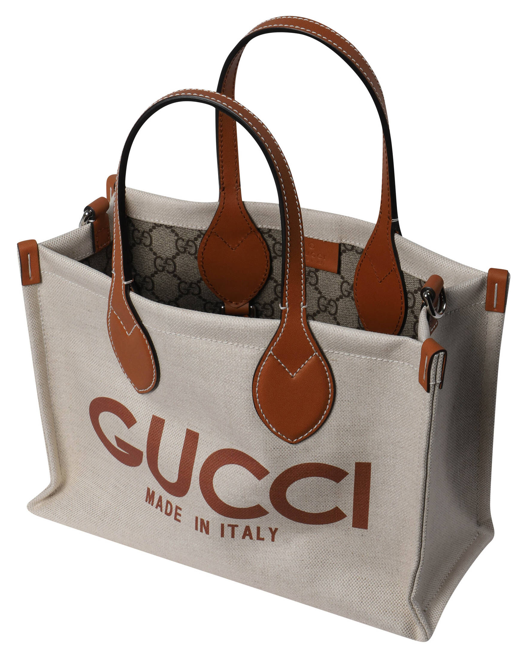 Gucci| Damen Shopper small CANVAS TOTE BAG mit Leder-Details und Pouch