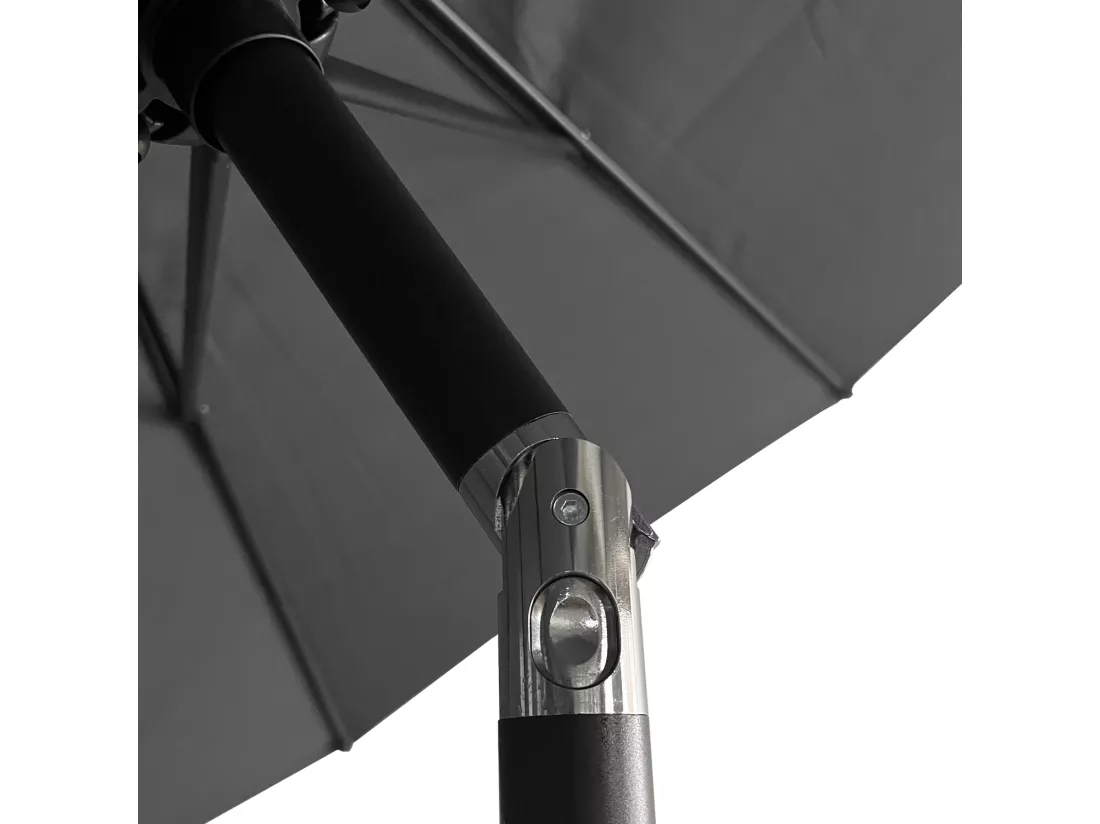 Parasol droit HAPUNA rond 3,30m de diamètre gris - HAPPY GARDEN