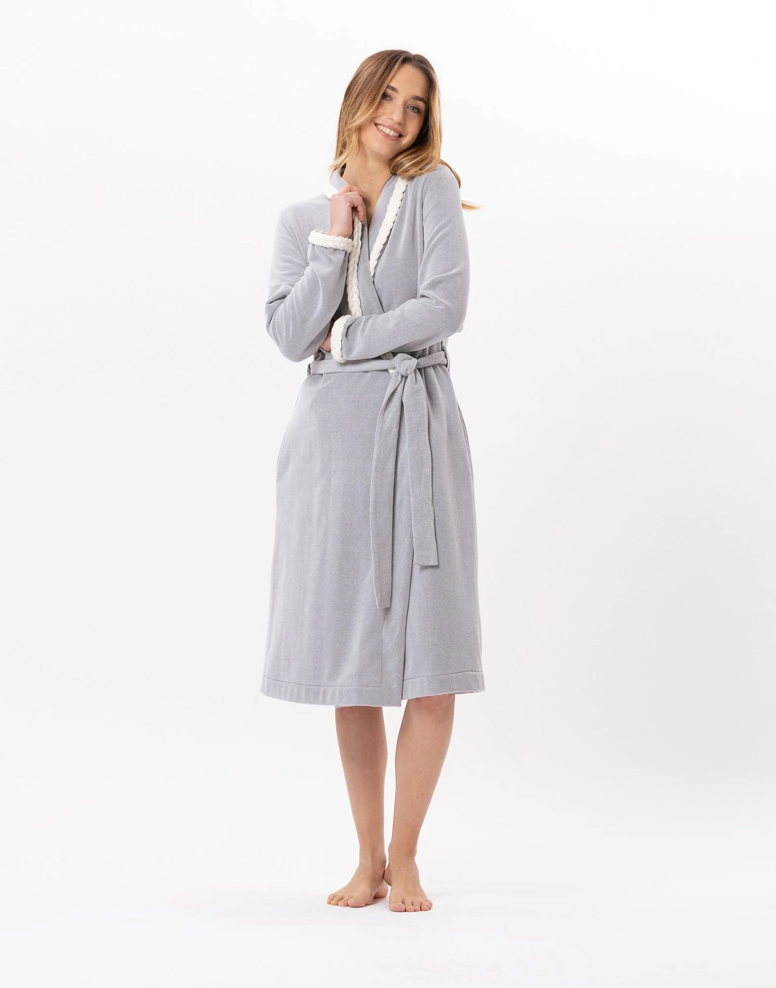 DOUCE 860 - Peignoir en micropolaire | Gris