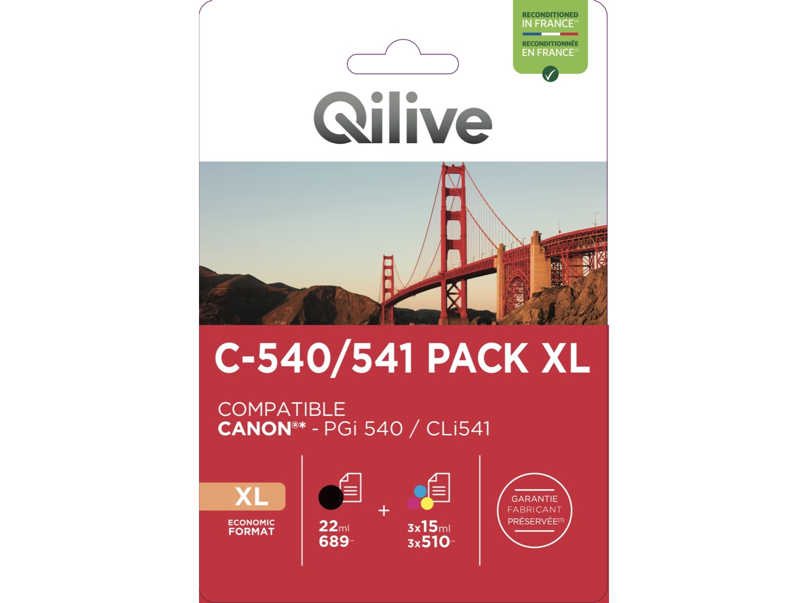 TINTEIRO COMPATIVEL QILIVE CANON PGI 540/541 PACK XL B CMY