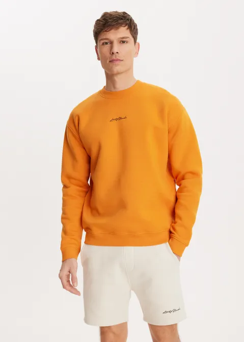Brushed written sweater oranje (ORA)